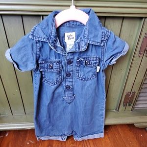Denim short sleeved romper